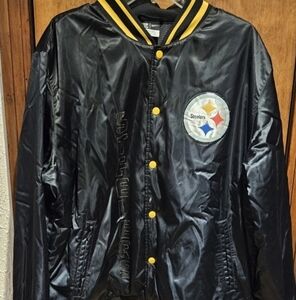 80s NFL Steelers Embroidered Big Logo American Made Varsity Jacket Super Rare